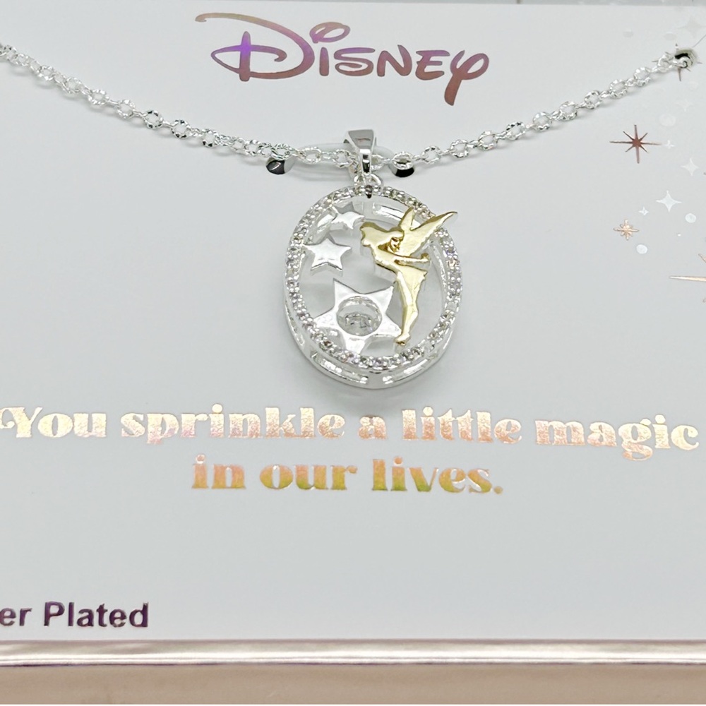 Disney Classics Dancing Tinker Bell Cubic Zirconia Pendant Necklace - Picture 2 of 6